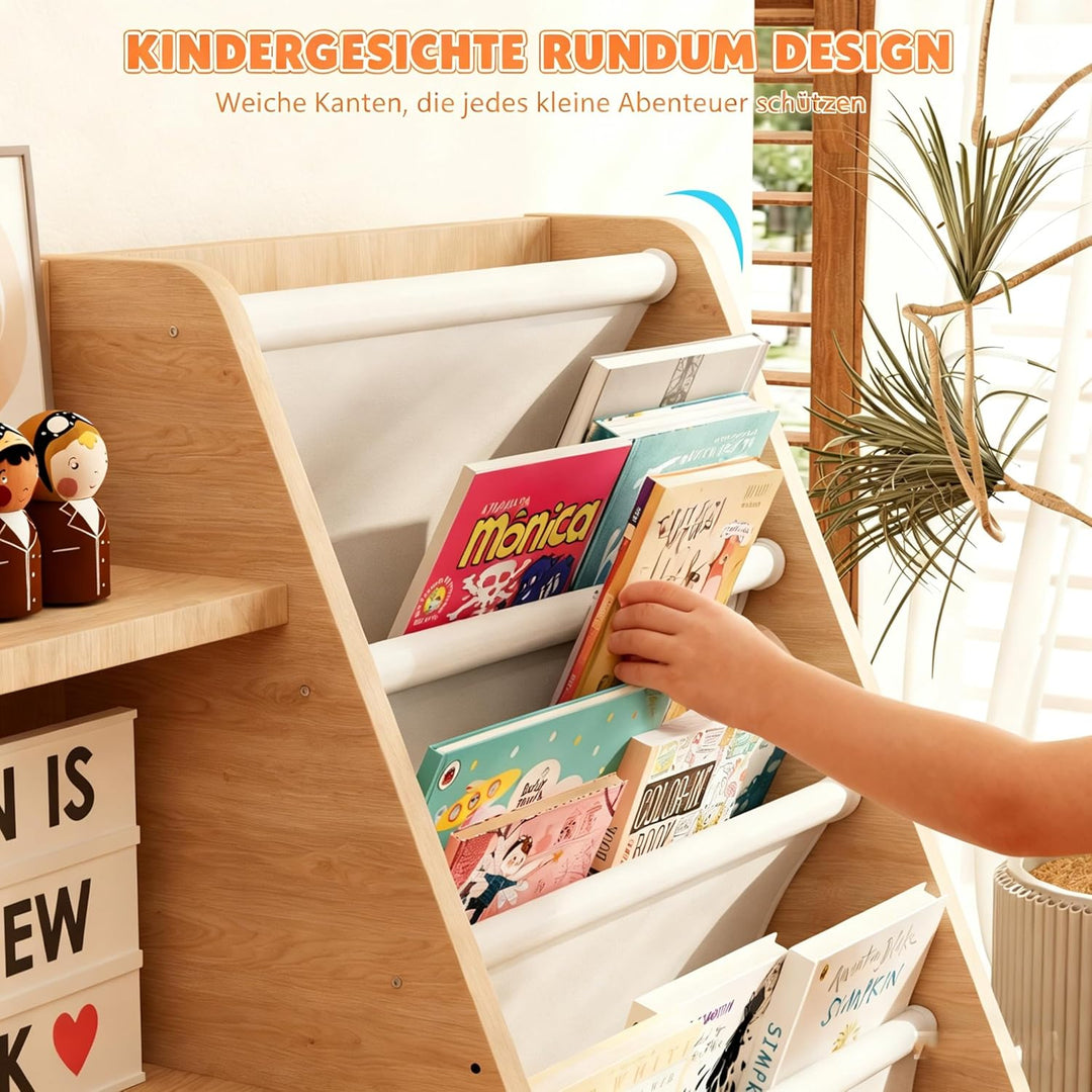 Kinderregal Bücherregal für Kinder 90x40x80cm, mit 5 Ablage und 4 offenen Fächern, Holz, Spielzeugre