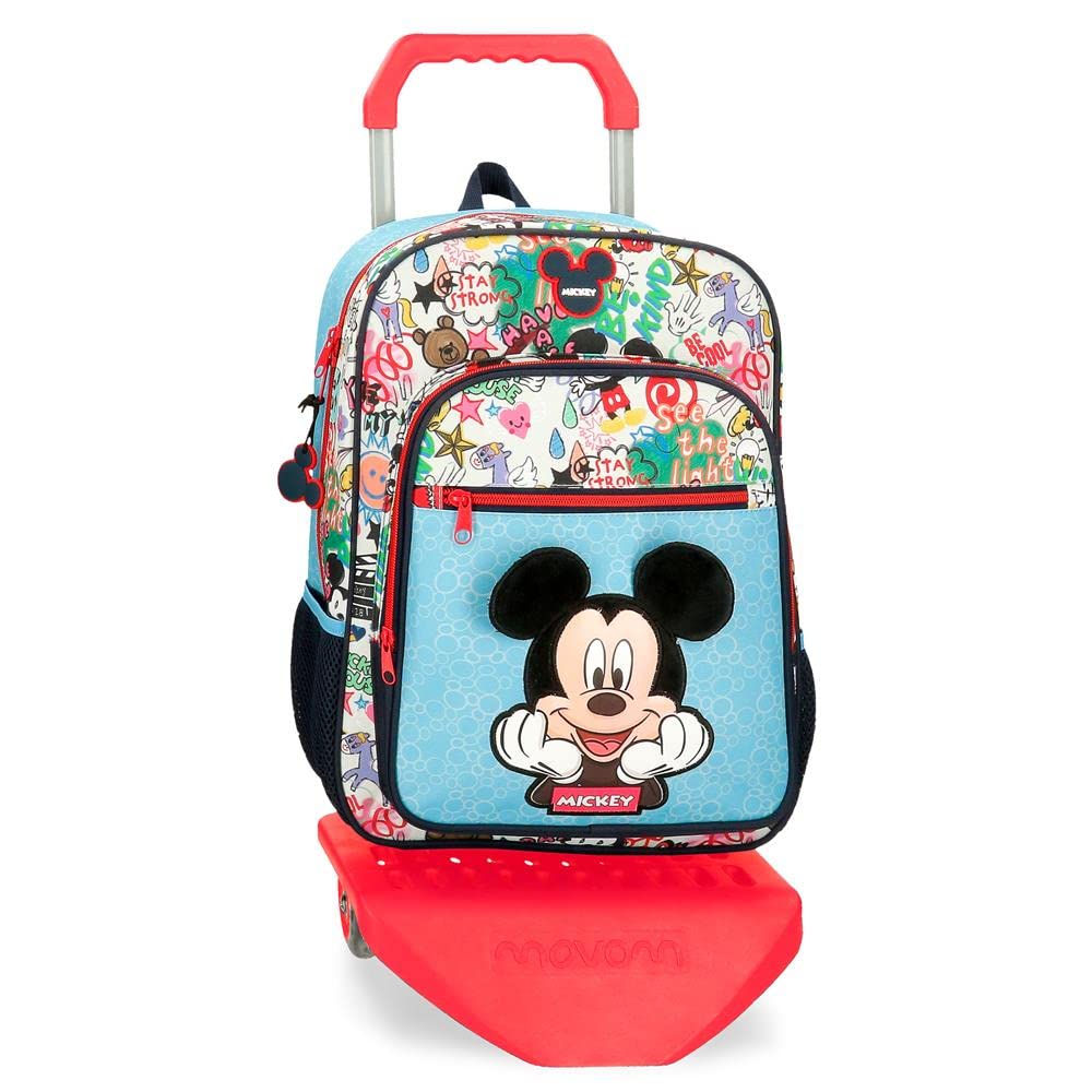 Disney Mickey Be Cool Schulrucksack mit blauem Trolley 30x38x12 cm Polyester 13.68L Rucksack 38 + Tr