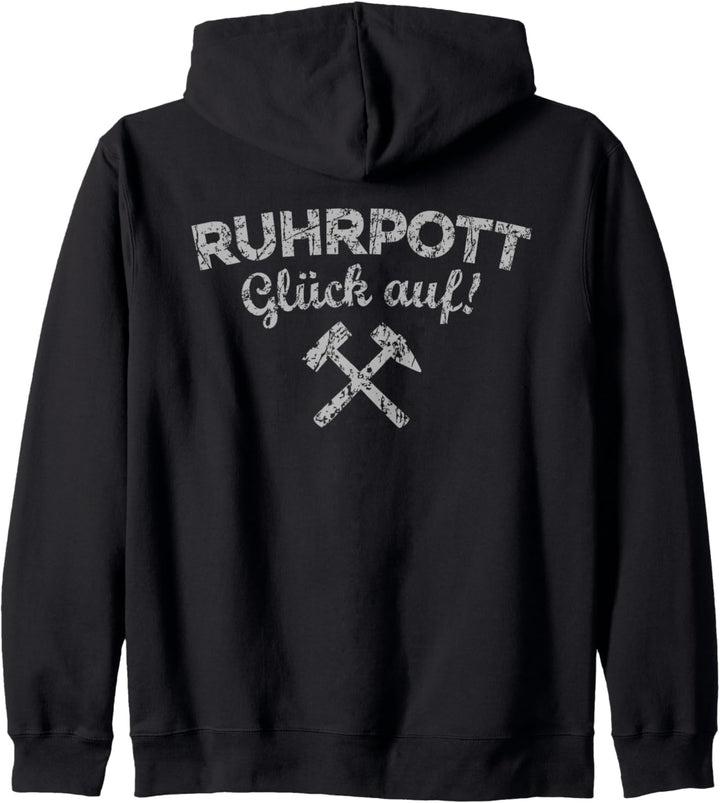 Ruhrpott Glück Auf (Vintage Grau) Bergbau Ruhrgebiet Kapuzenjacke