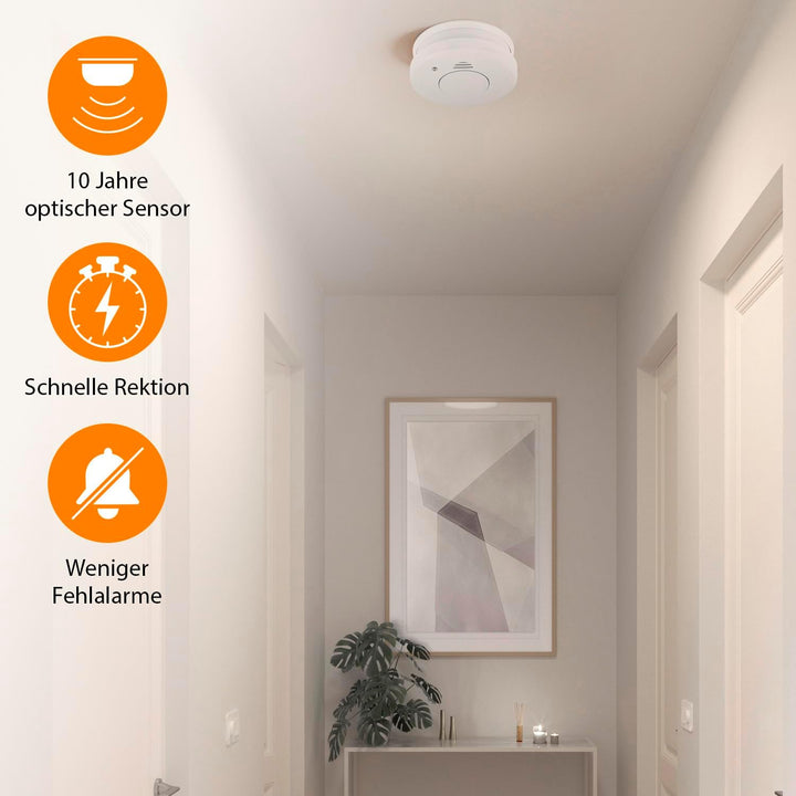 Smartwares Sicherheit Set, Rauchmelder und CO Melder, Austauschbare Batterien, Lebensdauer 10 Jahre