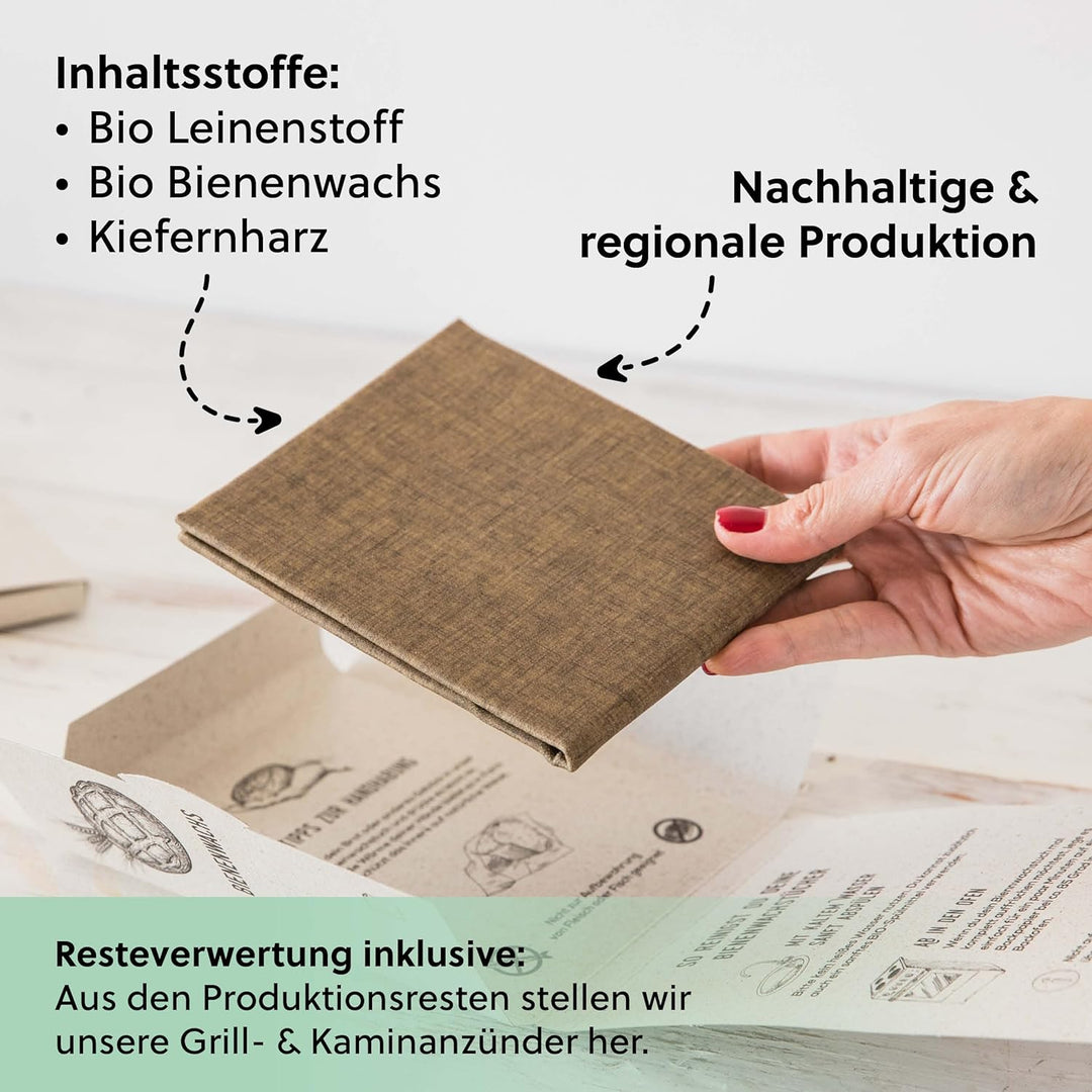 beegut XXL Bienenwachstuch aus Leinen, besonders gut zum Brot aufbewahren geeignet durch dickeres Le