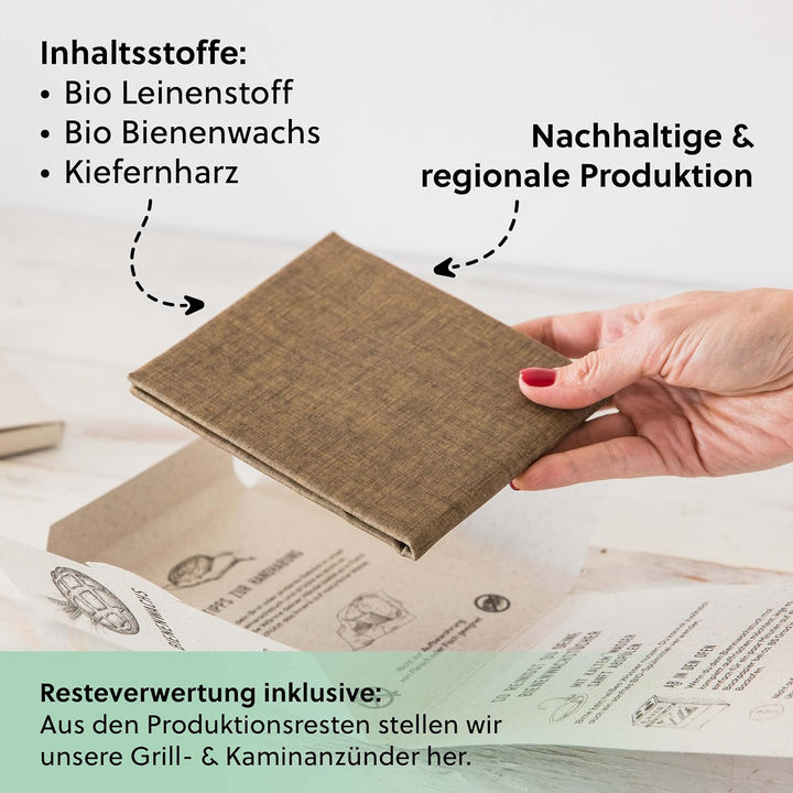 beegut XXL Bienenwachstuch aus Leinen, besonders gut zum Brot aufbewahren geeignet durch dickeres Le