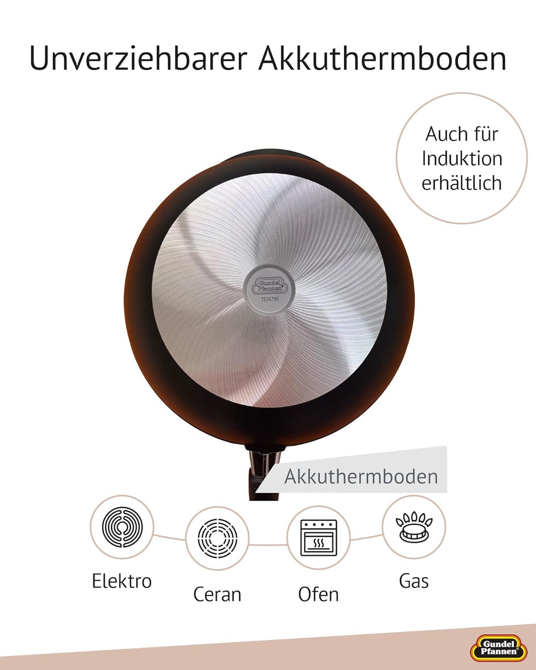 Original Gundel GUSS-WOK, Ø 30 cm, Höhe 10 cm, Rühr-Pfanne PFOA-frei, Akku-Therm Boden - fester Stie