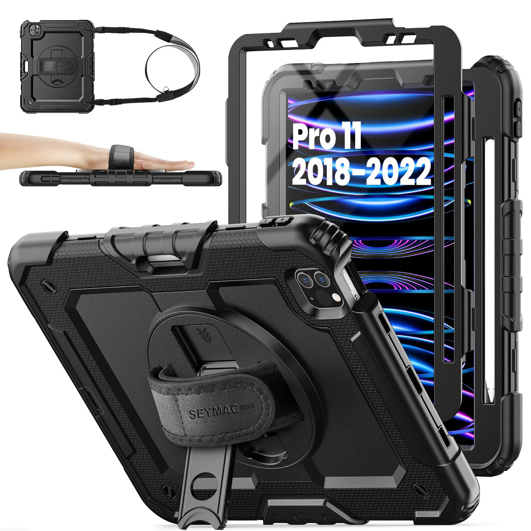 SEYMAC stock Hülle für iPad Pro 11 Zoll (4./3./2./1.Generation, 2022/2021/2020/2018), Stossfeste iPa