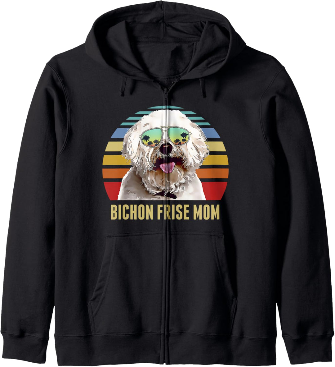 Bichon Frisé Best Dog Mom Ever Retro Sunset Beach Vibe Kapuzenjacke