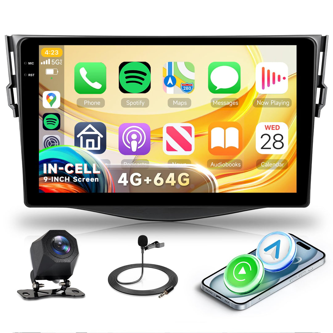 4G+64G Rimoody Android Autoradio für Toyota RAV4 2007-2012 9 Zoll HD Autoradio RAV4 mit Wireless Car