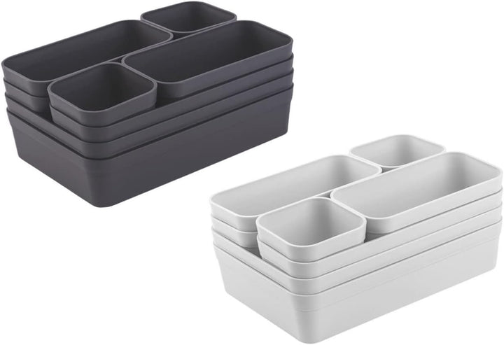 1 x Schubladen-Organizer Set, 16-teilig, Farbmix: Anthrazit/Hellgrau, universell verstellbar, Aufbew