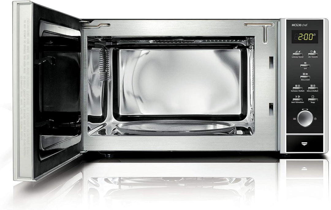 CASO | MCG30 chef 3-in-1 Mikrowelle mit Grill und Heissluft 2200W | Backofen-Funktion 110 - 200°C, 3