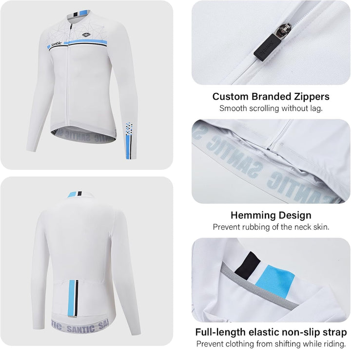 Radtrikot Herren Langarm Atmungsaktiv Universal, 3XL Weiß