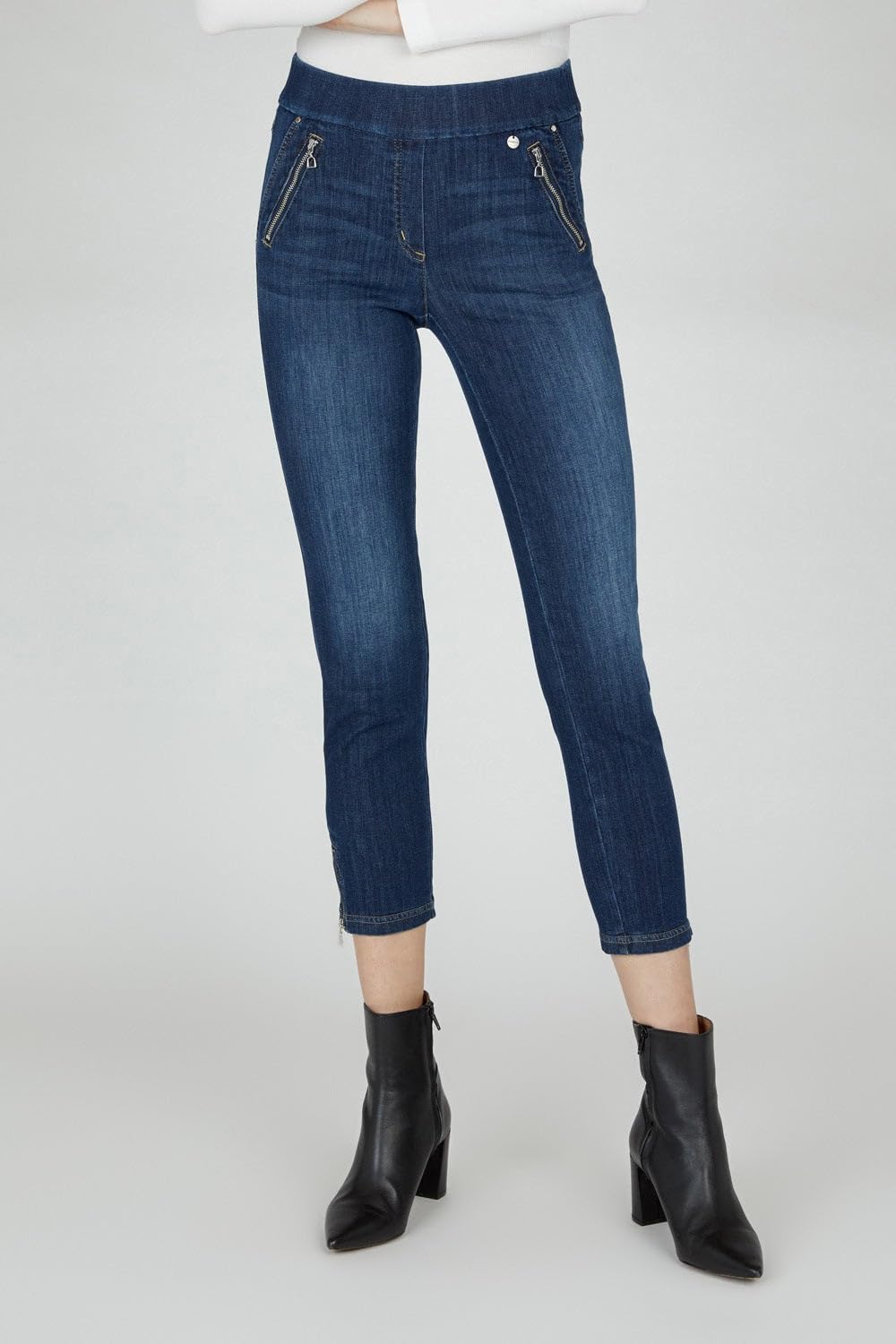 ROBELL Style NENA09 - 7/8 Damen Jeans straight - Jeanshose Damen high waist - Stretch Jeans Hose mit