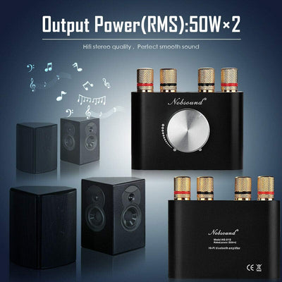 Nobsound Mini Bluetooth 5.0 Digital Power Amplifier HiFi Stereo Verstärker 2.0 Kanal 50W×2 Endstufe