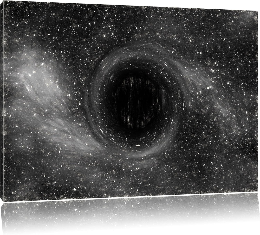 Pixxprint Schwarzes Loch im Weltall Kunst als Leinwandbild/Grösse: 100x70 cm/Wandbild/Kunstdruck/fer