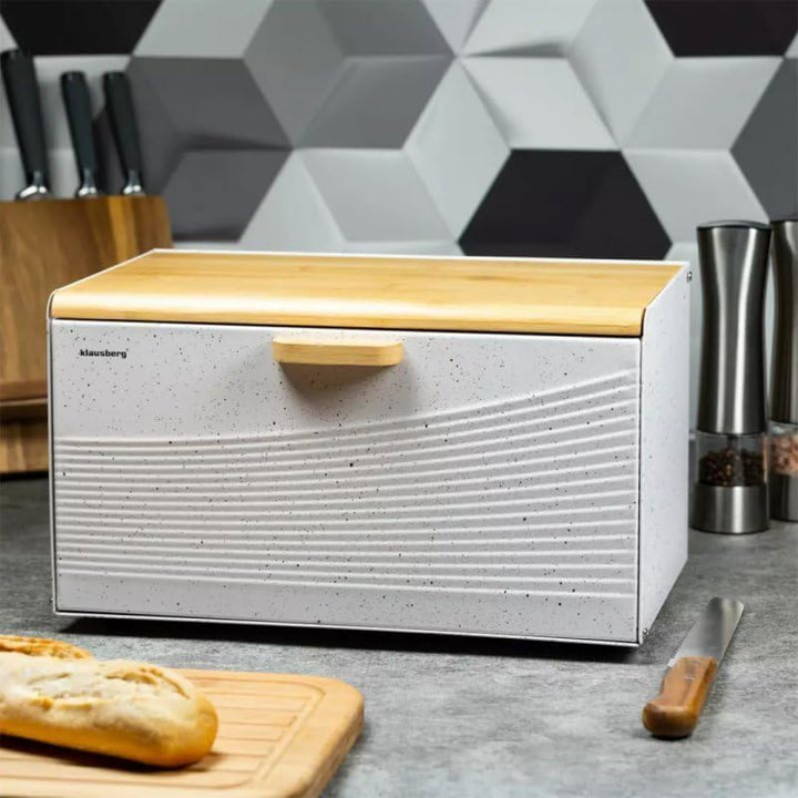 Klausberg Brotbox Brotkasten Brotkiste Holz Edelstahl Brotkorb KB-7466 weiss, Weiss