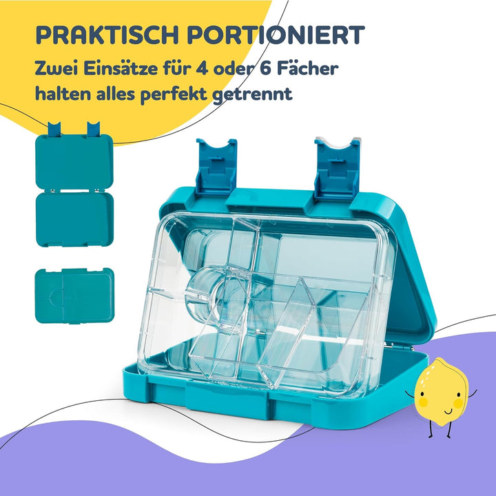 schmatzfatz Junior Brotdose Kinder mit Fächern, BPA Frei Lunchbox, Bento Box Kinder, Brotbox für Mäd
