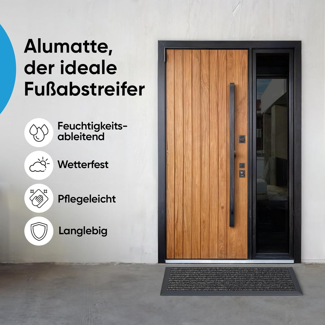 Fussmatte aussen, Aluminiumrahmen schwarz, 40x60 cm, Fussmatte Aussenbereich, Aluminium Türmatte aus