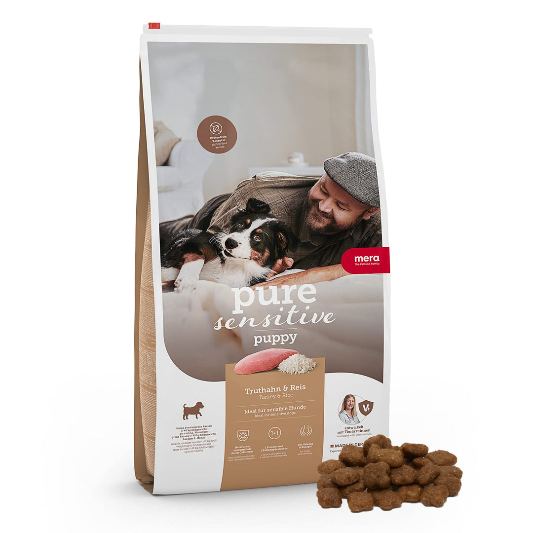 MERA pure sensitive Puppy mit Truthahn & Reis (1 x 12,5kg), leicht verdauliches Hundefutter für Welp