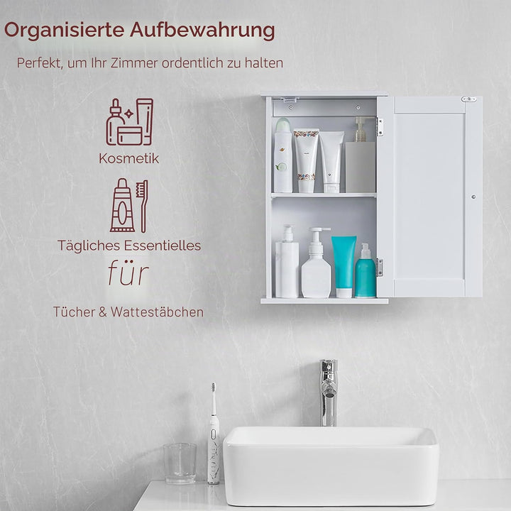 Bath Vida Priano Badezimmerschrank mit 1 Tür, Wandmontage, Aufbewahrungsregal, weiss Einzelner Bades