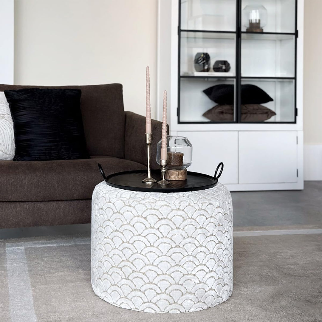 Riverdale Wohnmarke Hocker Nona 55cm Creme - Interieur & Dekoration
