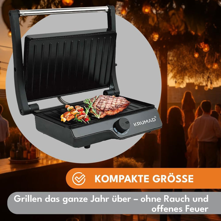 Kontaktgrill 2000W, Sandwich Maker, Elektro Grill Mini 2-Slice, Antihaftbeschichtung, Ideal für Sand