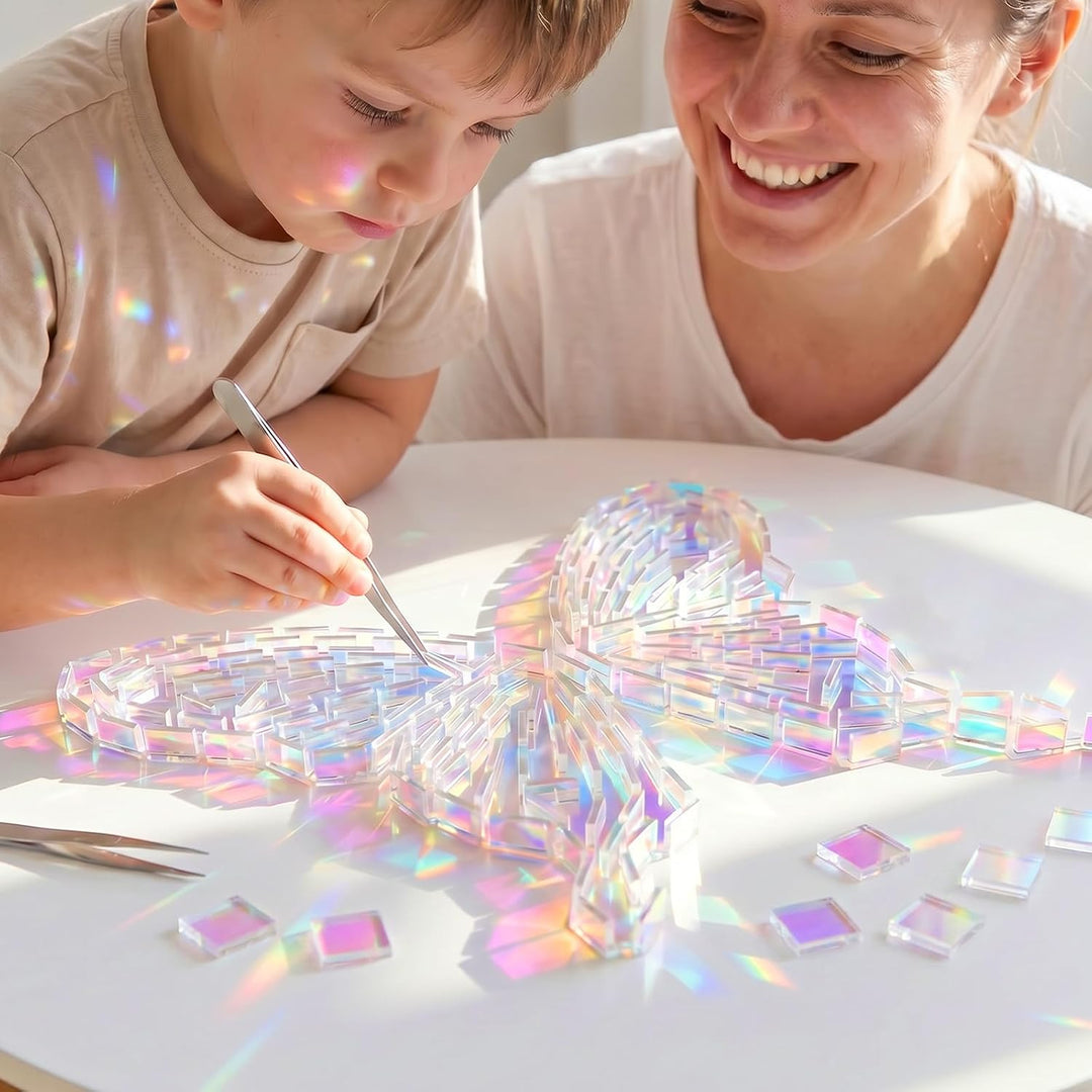 GEEKHOM 100PCS Acryl Mosaiksteine zum Basteln - 2x2 cm Irisierende Acrylquadrate, Holografische Mini