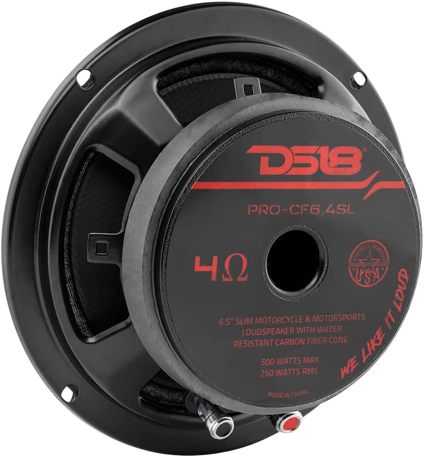 DS18 PRO-CF6.4SL 16.5 cm (6.5 Zoll) Slim Lautsprecher, 500 Watt RMS Max. Leistung, 4 Ohm, Wasserabwe