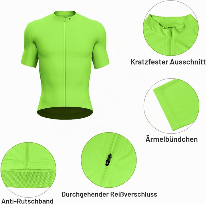 Lo.gas Radtrikot Herren Kurzarm, Rennrad Trikot Durchgehender Reissverschluss mit 3 Taschen S Kurzar