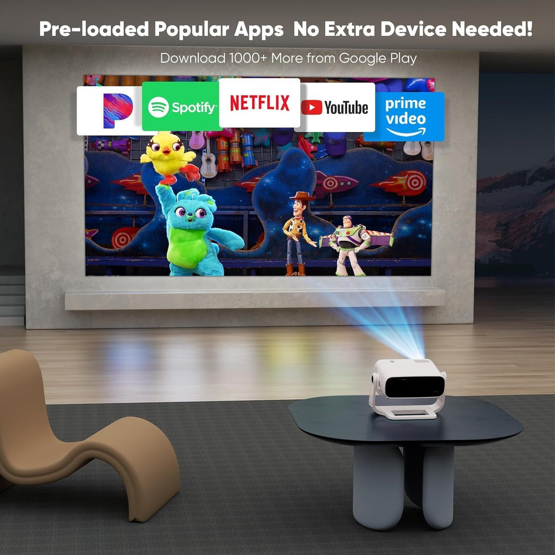 2025 Neuer Upgraded Full HD 1080P Beamer, 20000 Lumens, 4K Unterstützung, Android 11, WiFi 6＆ Blueto