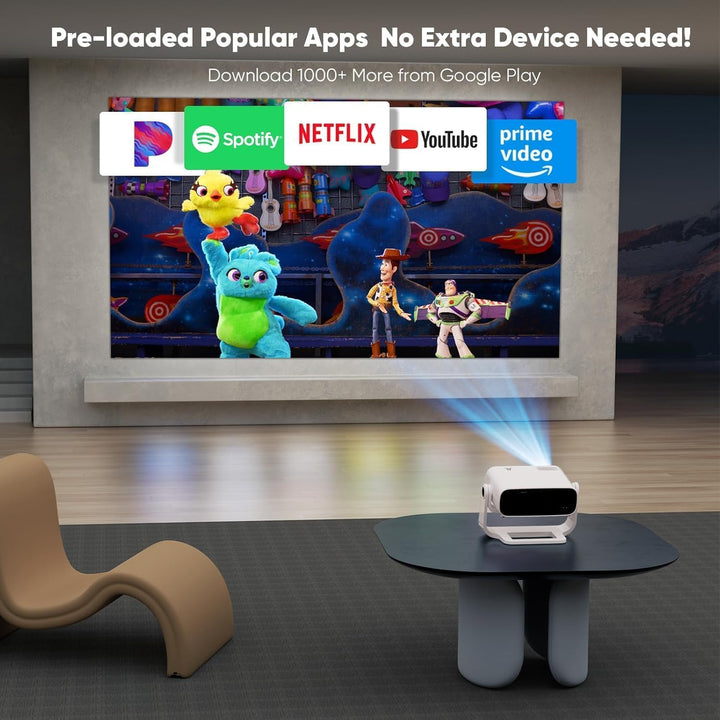 2025 Neuer Upgraded Full HD 1080P Beamer, 20000 Lumens, 4K Unterstützung, Android 11, WiFi 6＆ Blueto
