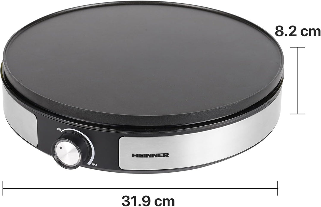 HCPM-F15RVSS – 2-in-1 Crêpemaker/Pancake-Maker, 33 cm, 1 500 W Leistung, Antihaft-Beschichtung, Edel