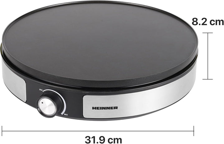 HCPM-F15RVSS – 2-in-1 Crêpemaker/Pancake-Maker, 33 cm, 1 500 W Leistung, Antihaft-Beschichtung, Edel