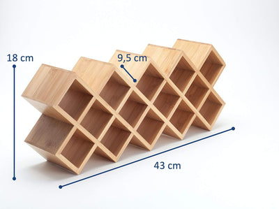 Hanseküche Gewürzregal aus Holz – Gewürzständer für den Schrank mit 18x Gewürzgläsern, Etiketten und