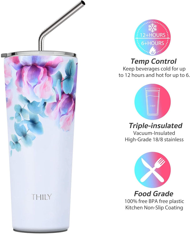 Vakuumisolierter Edelstahlbecher – THILY 780 ml dreifach isolierter Reisebecher mit spritzwassergesc