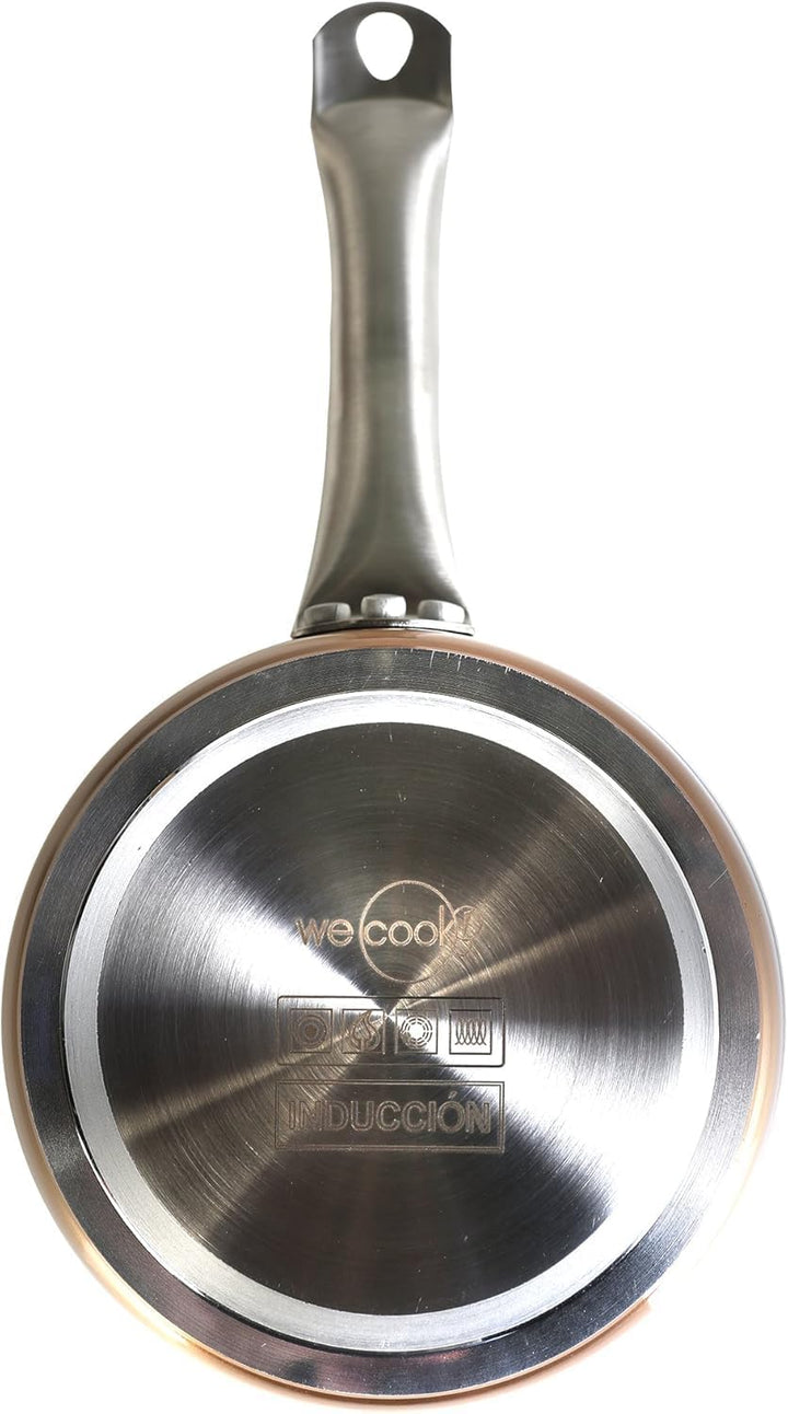WECOOK! Professional Stielkasserolle Induktion 16 cm, Milchtopf, Ökologischer Antihaft-Stein ohne PF