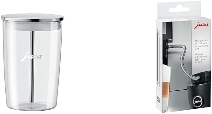 Jura 72570 Glas-Milchbehälter 0,5 L inklusive Milchschlauch, Transparent, 9,2 x 9,2 x 13,5 cm & 2411