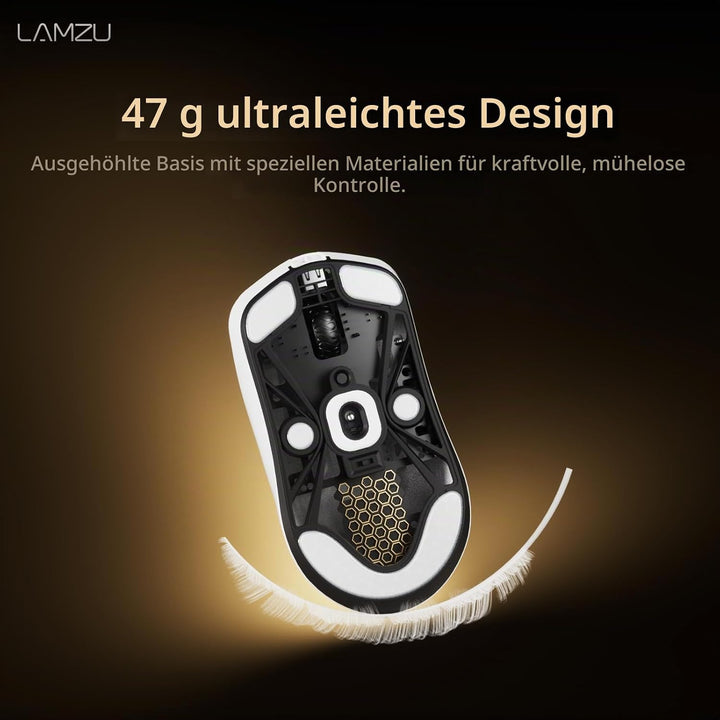 Lamzu Maya X kabellose Gaming-Maus, 47 g, optischer Schalter, 30.000 DPI, symmetrisch, Nordic 52840