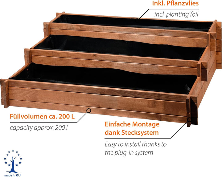 dobar® 58180FSC Hochbeet Peru Blumenbeet Dreistufig | Kräuterbeet Massivholz Stecksystem | Grosse Bl