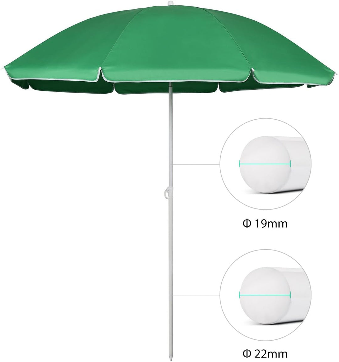 Sekey 160 cm Sonnenschirm Strand mit Schutzhülle für Balkon Garten & Terrasse Neigungswinkel und Höh