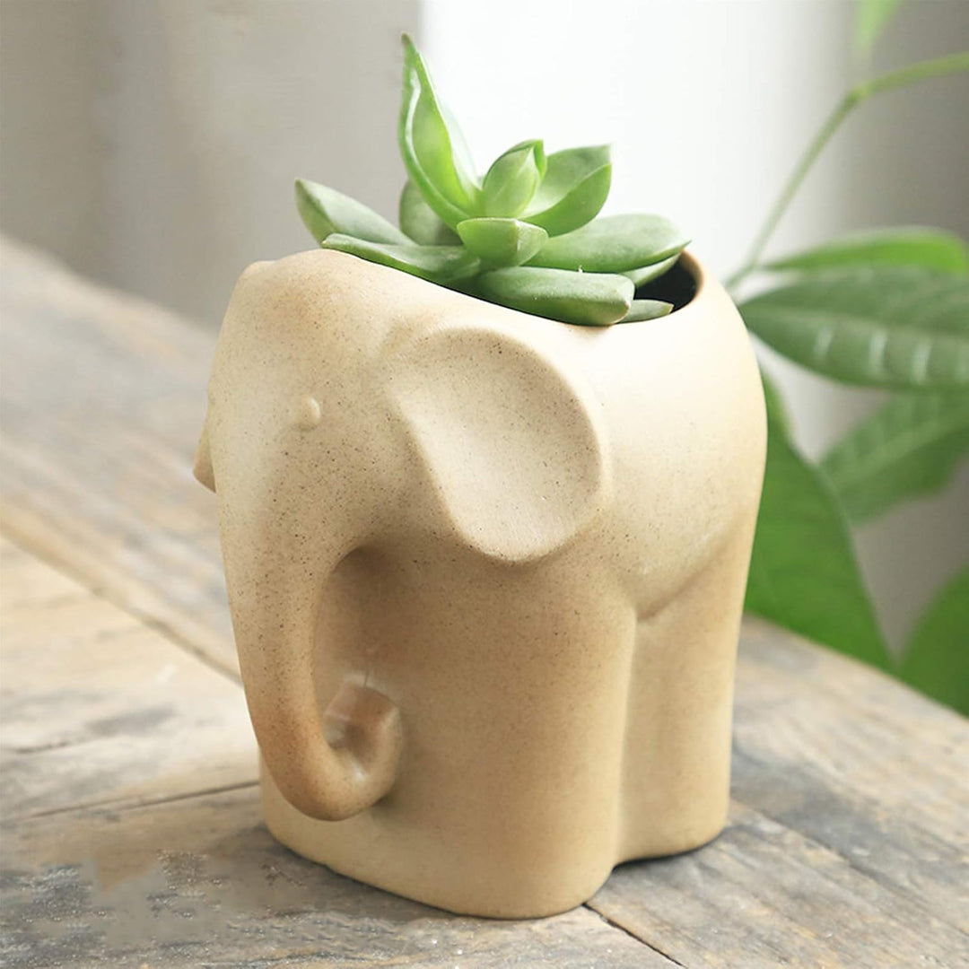 BESPORTBLE 3 Stücke Sukkulenten Blumentopf Elefant Figur Mini Keramik Übertopf Kaktus Topf Dekofigur