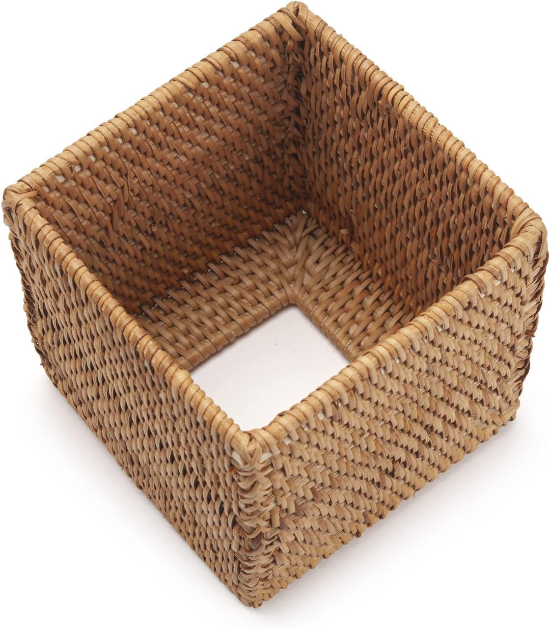 Kosmetiktücherbox aus Rattan, Quadratische Geflochtener Tücherbox Halter, Gewebter Gesichtstuchhalte