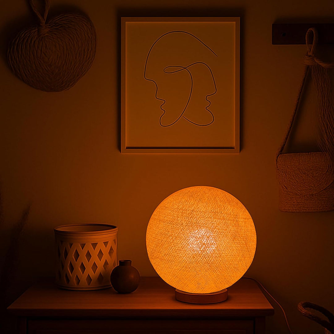 CREATIVECOTTON LED handgearbeitete Stehleuchte mit Lampenschirm aus Baumwolle (Beige, 25 cm) Beige 2