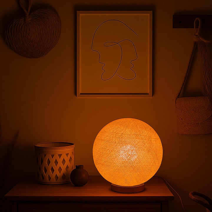 CREATIVECOTTON LED handgearbeitete Stehleuchte mit Lampenschirm aus Baumwolle (Beige, 25 cm) Beige 2