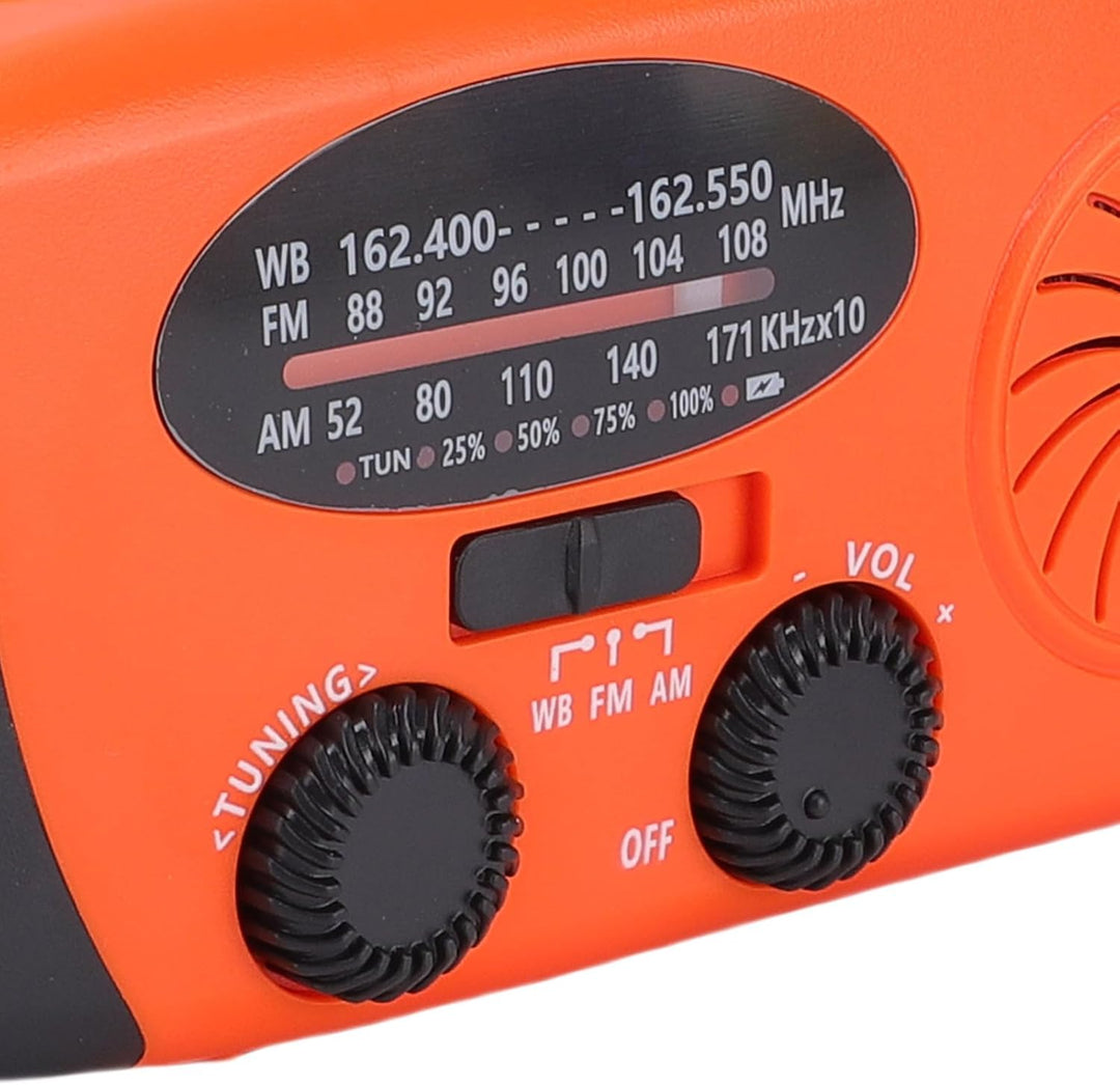 Walfront Kurbelradio Wetterradio, Tragbares Notfallradio mit Kurbel und Solar mit 6000 mAh Powerbank
