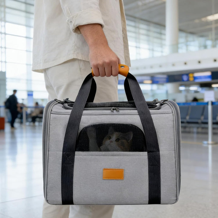 Katzentransporttasche Faltbar für Katzen &amp; Kleine Hunde, 45 × 33 × 35 cm (Grau), Grau
