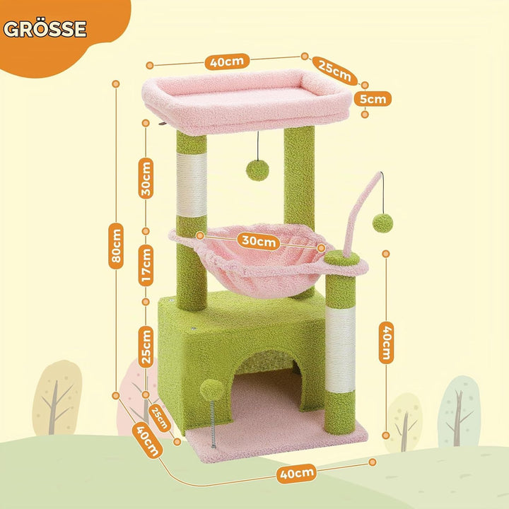 PAWZ Road Kleiner Katzenbaum Katzenbaum für Indoor-Katzen mit Hängematte, Katzenturm mit Sisal-überz