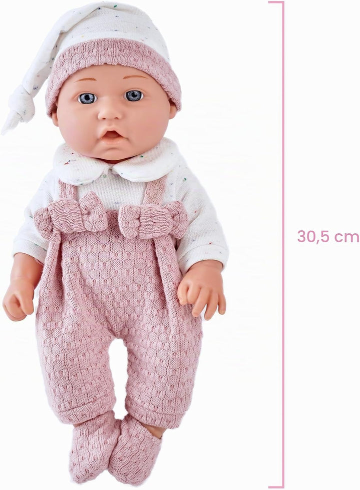 Enjoyin 30 cm Babypuppe Geschenkset mit Zubehör, Kleider, Baby-Puppentrage, puppenbett, Schnuller, D