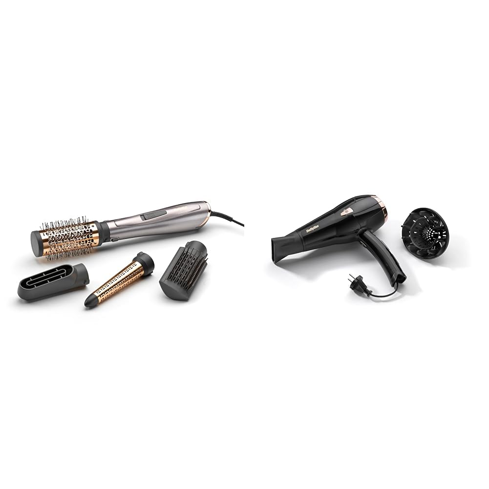 BaByliss Air Style 1000 Warmluftbürste mit Ionen-Technologie, 4 Aufsätze, AS136E, 1 Stück (1er Pack)