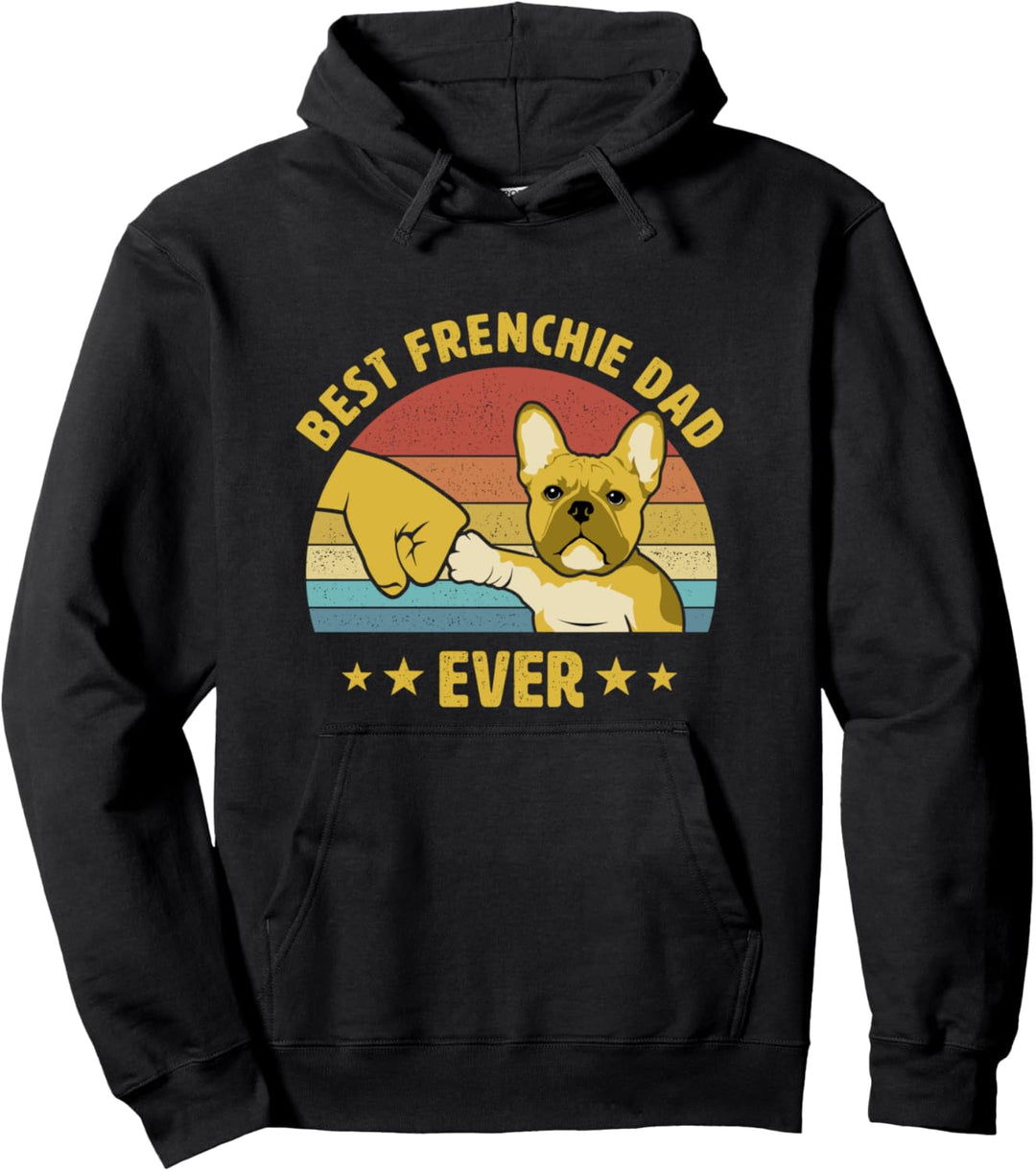 Best Französische Bulldogge Dad ever Vintage Hundepapa Pullover Hoodie