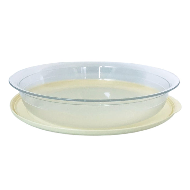 Tupperware Tafelperle Flach 1,3 Liter Servierplatte OHNE Rand hellgelb gelb Clasic Royal