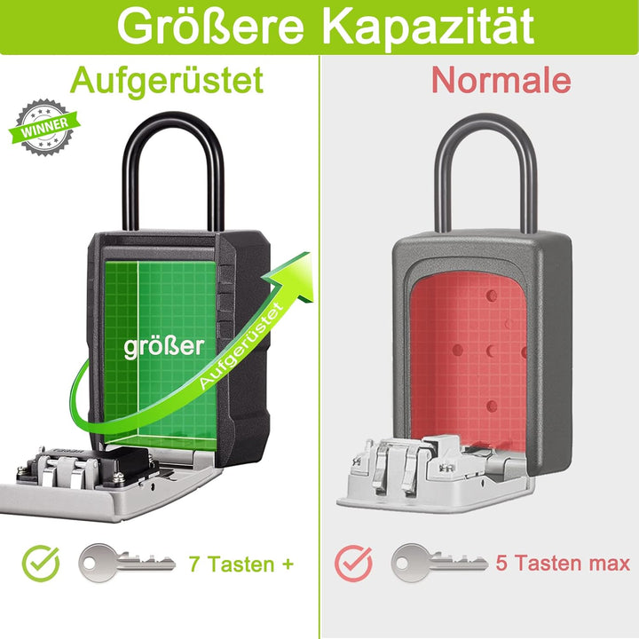 ZHEGE Schlüsseltresor mit Zahlencode Aussen, 4-Stellig Schlüsselbox, Schlüsseltresor mit Bügel, 7 Sc