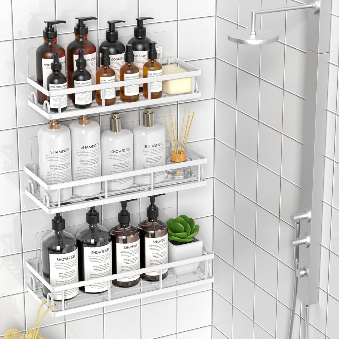 Duschablage Ohne Bohren, Wasserdichter Duschregal, 3 Stück Badezimmer Regal Organizer, Shampoo Dusch